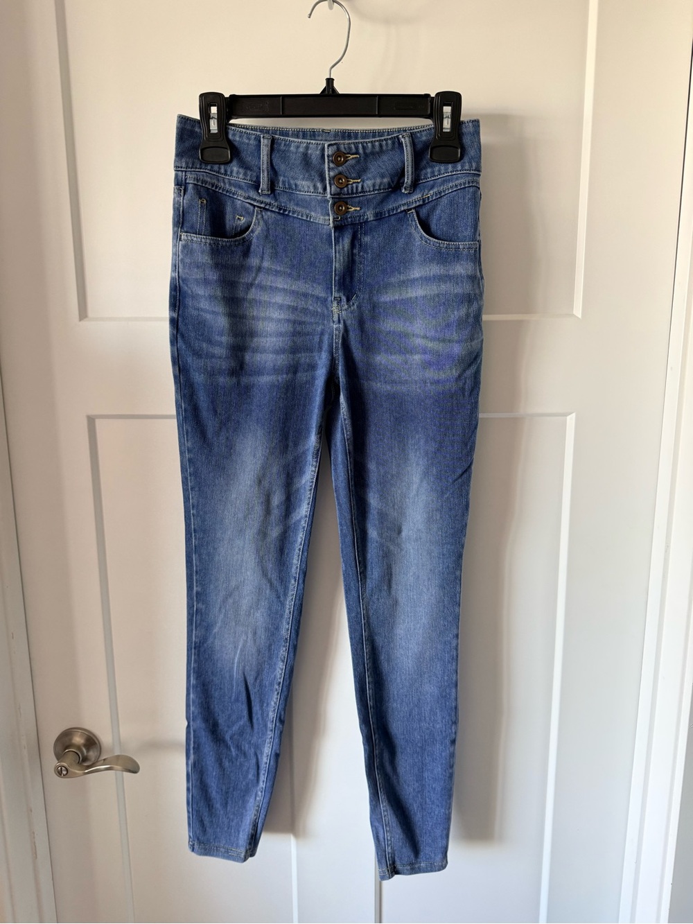 Halara High-Waist Blue Women’s Pull On Jeggings Jeans with Button Design Size S